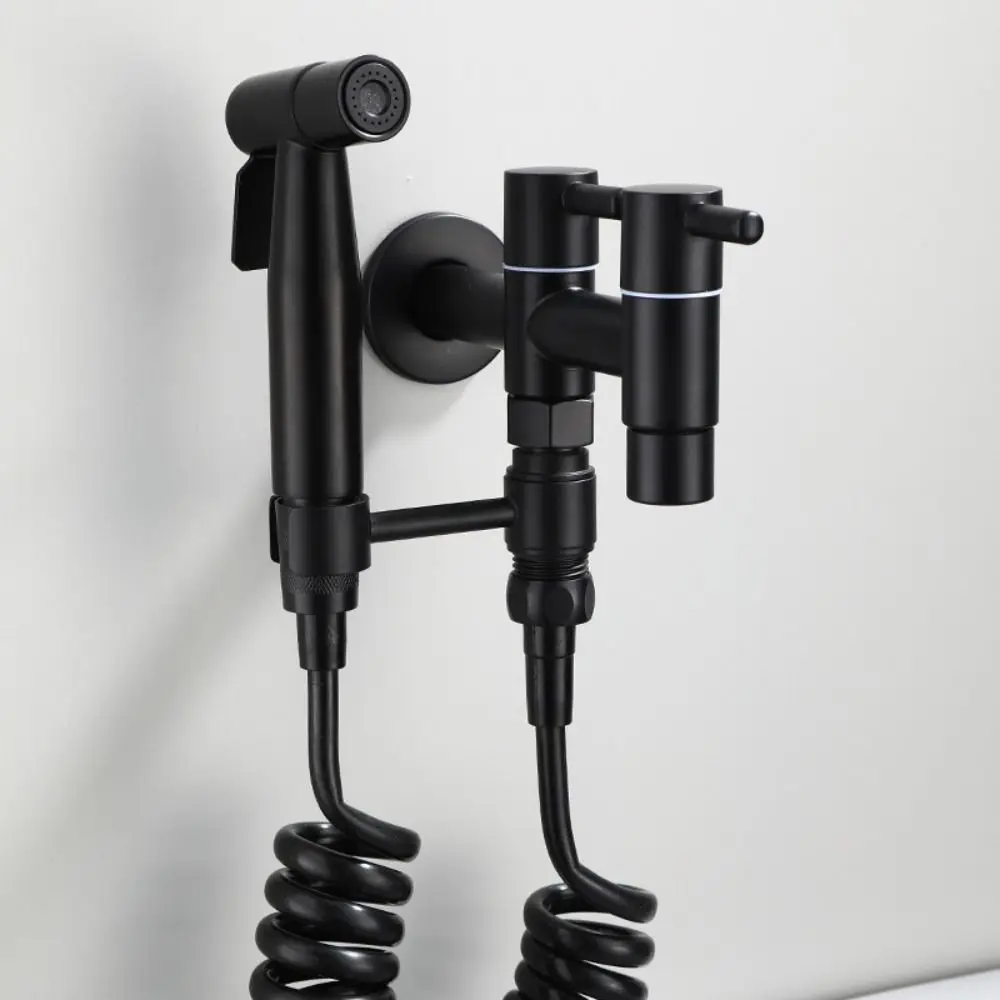 

304 Stainless Steel Washing Machine Faucet Anti Splash Matte Black Mop Washing Tap 1in 2out Easy Installation