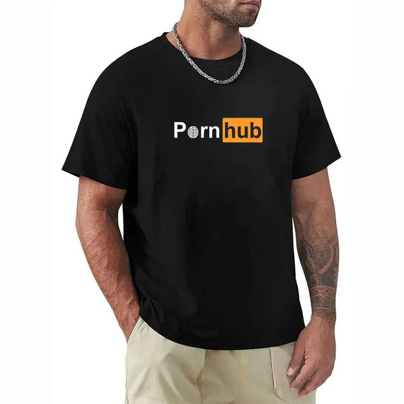 

Men's Cotton T-shirt P-Pornhubs New in Tops High Quality Gifts for Boyfriend Vintage Men's Oversize Short Sleeve Tee Streetwear