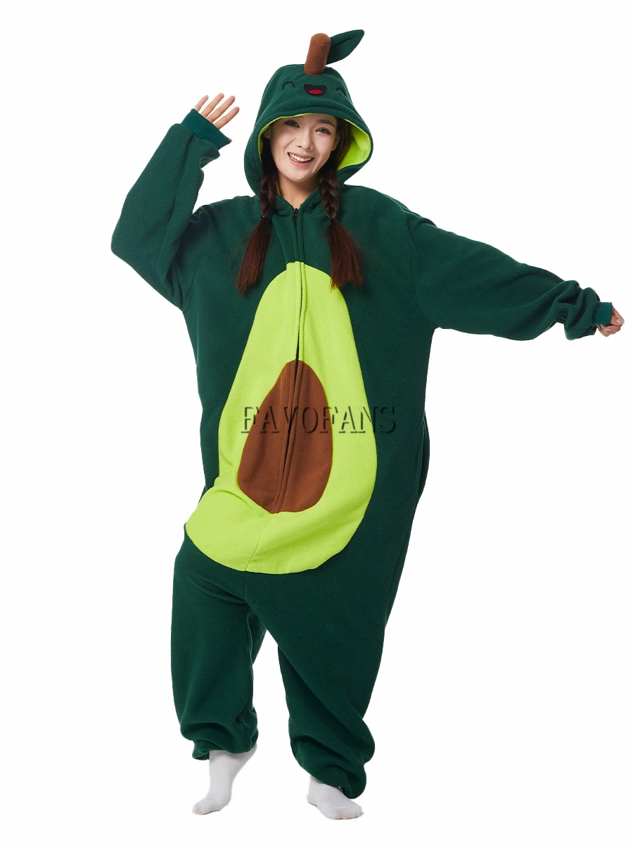 Favofans Kigurumi Onesie Avocado Pajamas For Adult Women Men Cute Animal Fruit Pyjamas Homewear Halloween Cosplay Party Costume