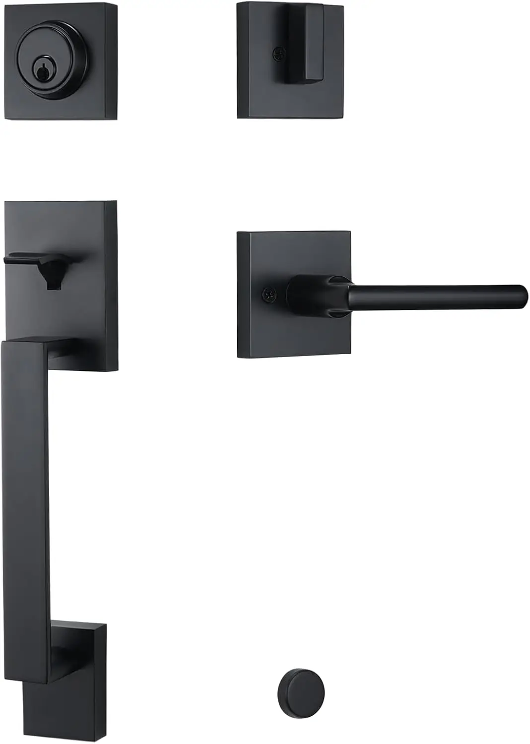 ern Matte-Black Front Door-Handle - Entry Door Lock With Single Cylinder Deadbolt,Exterior Door Lever Set 3 Keys,Reversible