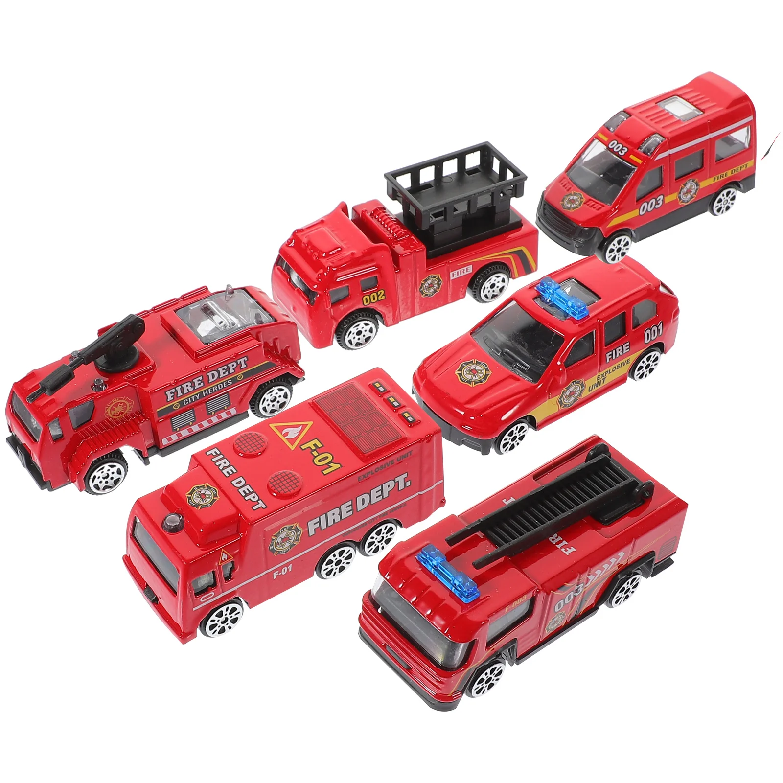 Ensemble de pompiers en alliage moulé sous pression pour enfants, 6 pièces, Design de mouvement à retirer, Collection détaillée, cadeau, récompense idéale pour enfants