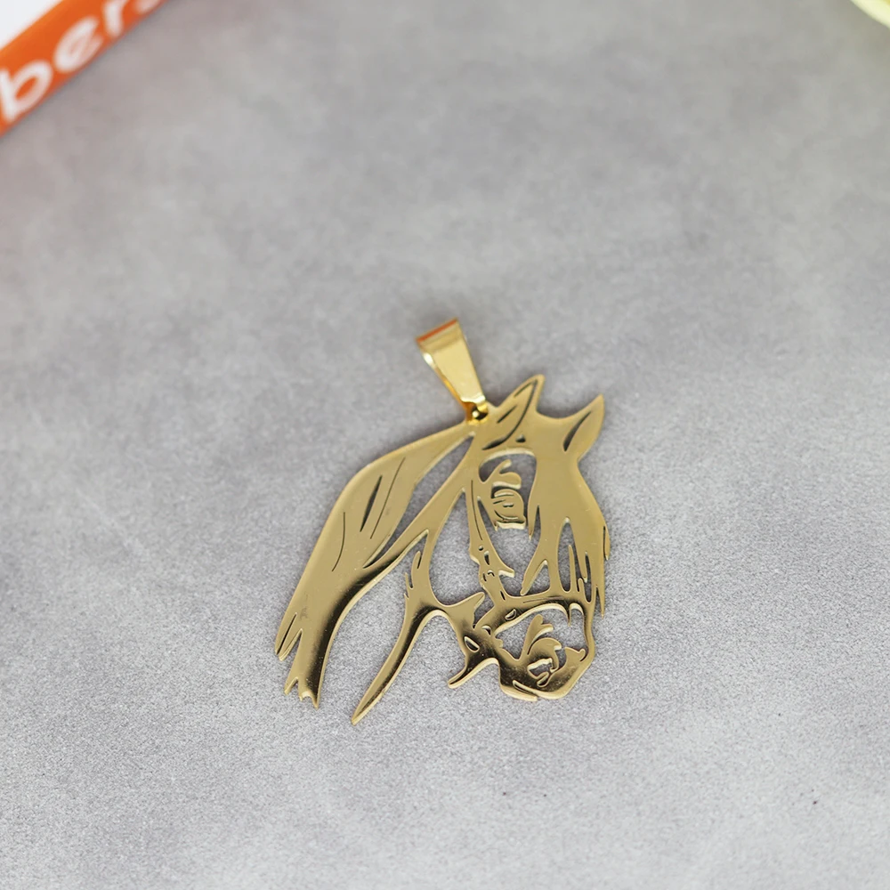 

Stainless Steel Gothic Horse Head Charms Gold Color Pendant DIY Trendy Men Necklace Charm For Jewelry Making Craft Accessories