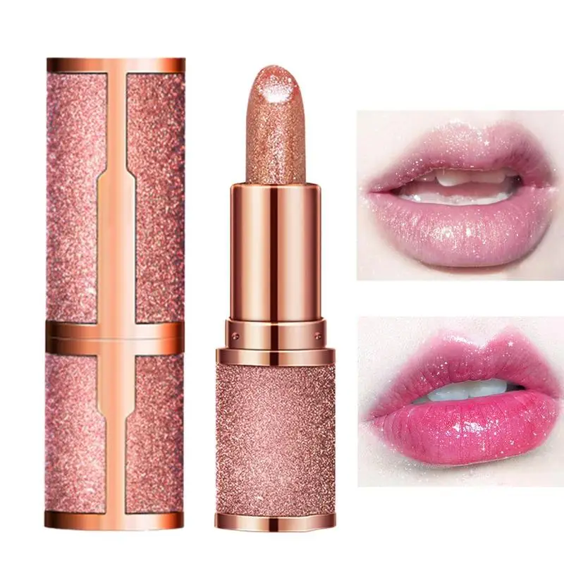 Bálsamo labial que cambia de Color, lápiz labial hidratante con purpurina, Reduce las arrugas, cambia de Color