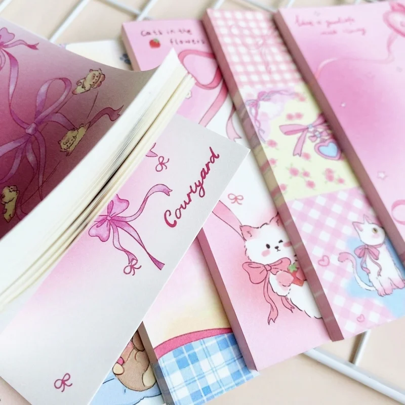 50Page/Book Pink Bow A7 Notepad，Tearable Pocket Notebook  Memo Pad Journal Decor Paper，Office School Supplies Stationery