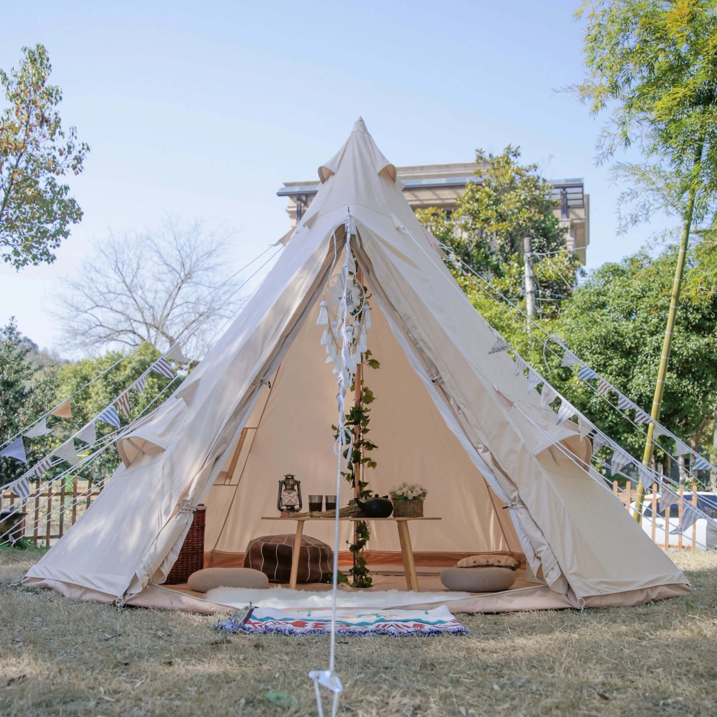 Płótno bawełniane dla dorosłych Teepee Yurt Glamping Tent Tipi Tent Wedding Indian Pyramid Family Camping Outdoor Tents