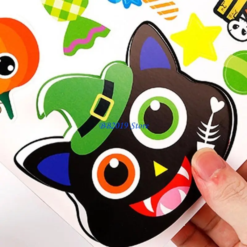 Q0KB Halloween Hat Kid Material papier Papier Point Point Préscolaire Jouet artisanal