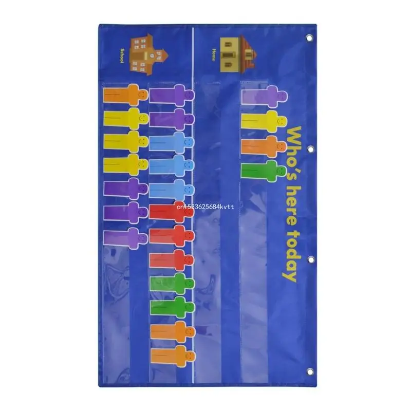 Who is Here Today Pocket Chart Attendance Pocket Chart 81×48cm Classroom Management Pocket Chart for Preschool Dropship