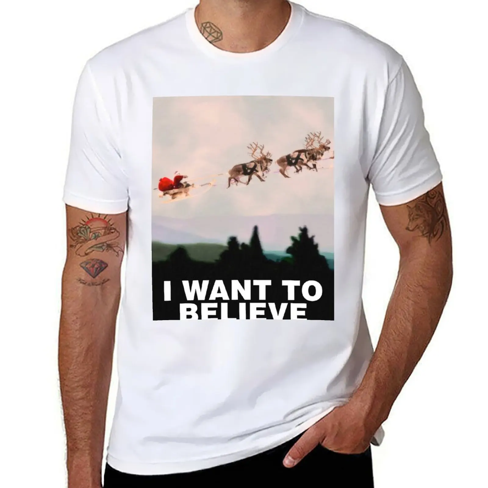 

I Want to Believe, X-Files spoof T-Shirt t shirt man cotton t shirts for man pack white T-Shirt