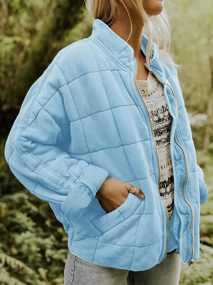 2023 Down Cotton Padded Coat for Women Solid Quilted Cotton Jacket Casual Short Outwear Jackets with Zipper Women\'s Warm Parkas