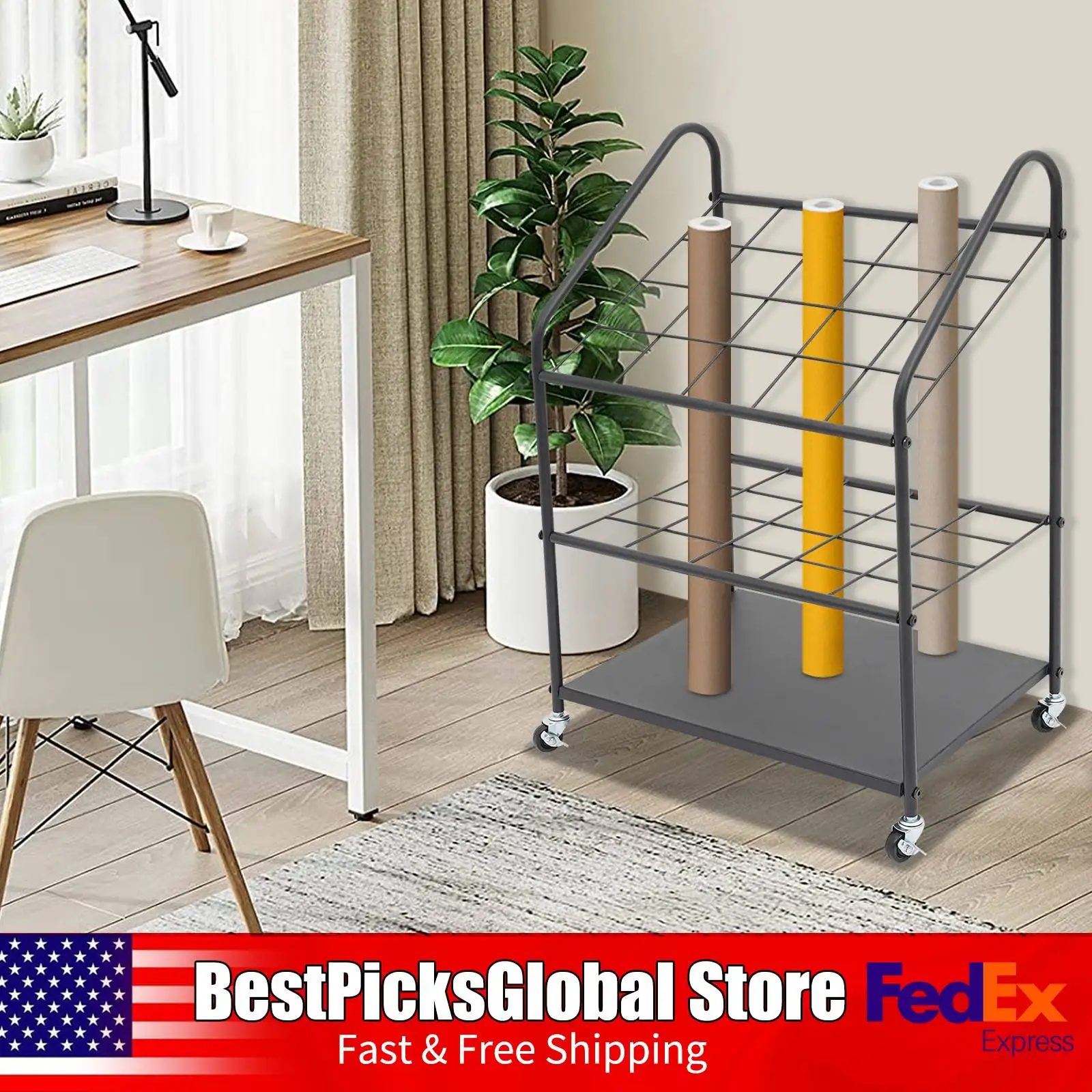 

Держатель для хранения Blueprint с поворотными колесами, черный, нагрузка 50 фунтов, железный органайзер на 20 слотов для архитекторов, инженеров