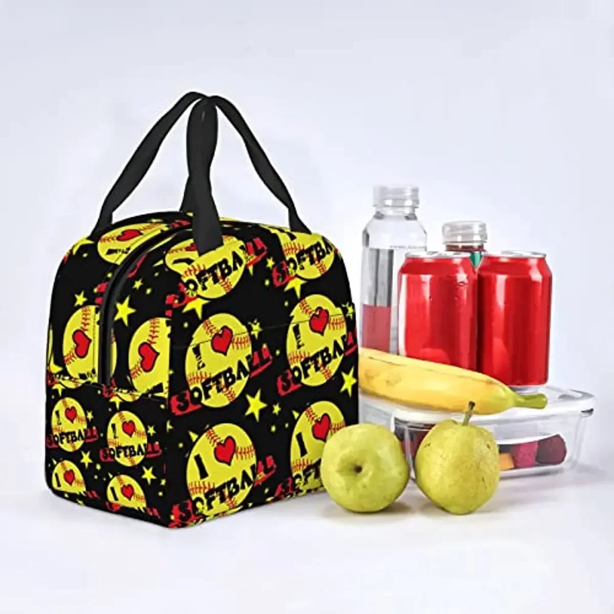 Bolsa de almuerzo reutilizable para niñas, bolsa de almuerzo con aislamiento Love Softball, fiambrera enfriadora duradera