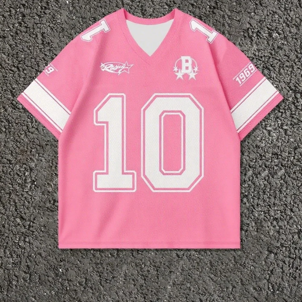 

2025 Summer New Casual Sport V-Neck T-Shirt Breathable And Quick-Drying Digital Basketball Jersey Woman Clothes Graphic T Shirts