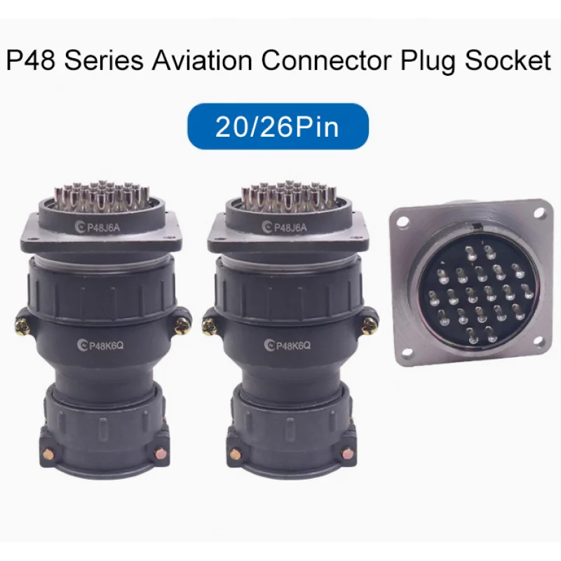 

P48 Series Aviation Plug and Socket Connectors 20/26Pin Circular Electrical Cable Connector 10A 15A 400V