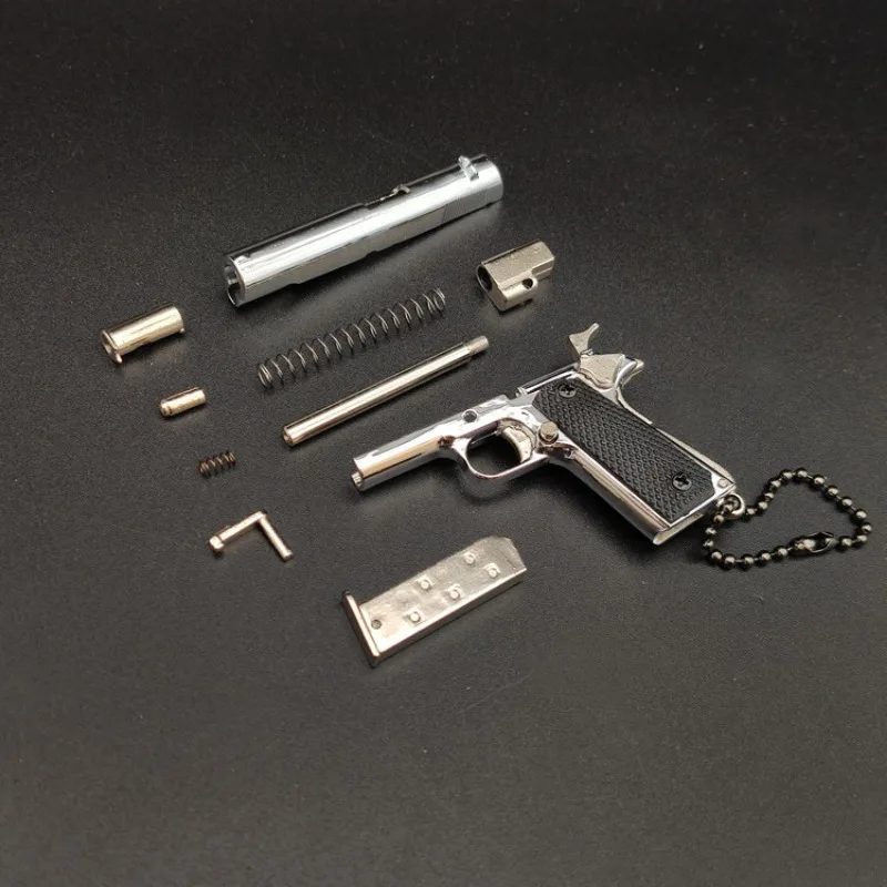 1:3 Metal Gold M1911 Colt Toy Gun Model Artificial Gun Mini Alloy Keychain Look Real Collection Prop Birthday Hanging Gift Boy