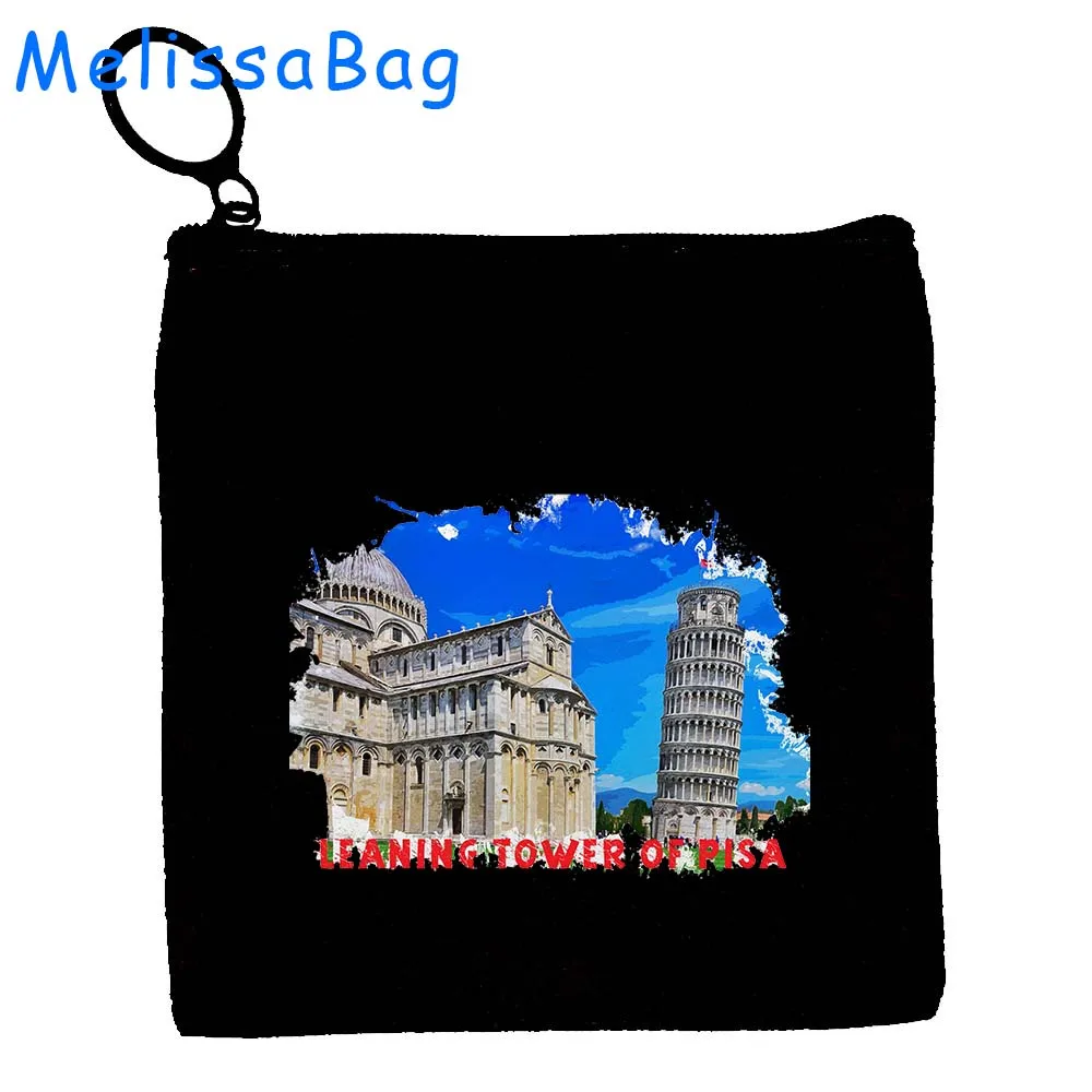 Porte-monnaie en toile, étui à clés, poudres, cadeau, huile d'encre d'interconnexion, Pise, Colisée, Budapest, Hongrie, Lisboa, Lisbon, Portugal, Venise, Italie