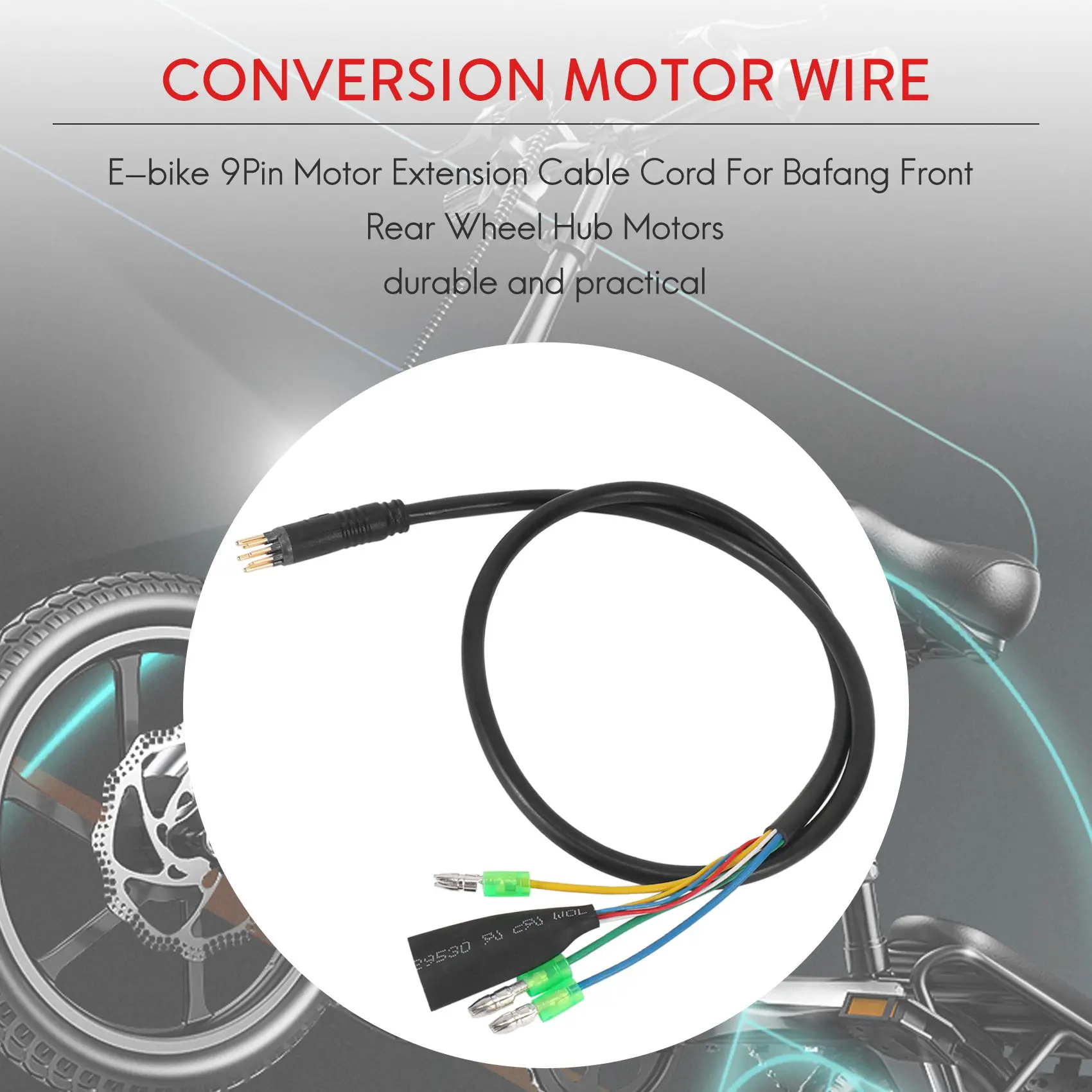 1 шт., 60 см, 9-контактный двигатель для электронного велосипеда, удлинительный кабель, водонепроницаемый разъем для двигателей ступицы переднего и заднего колеса Bafang, богатый