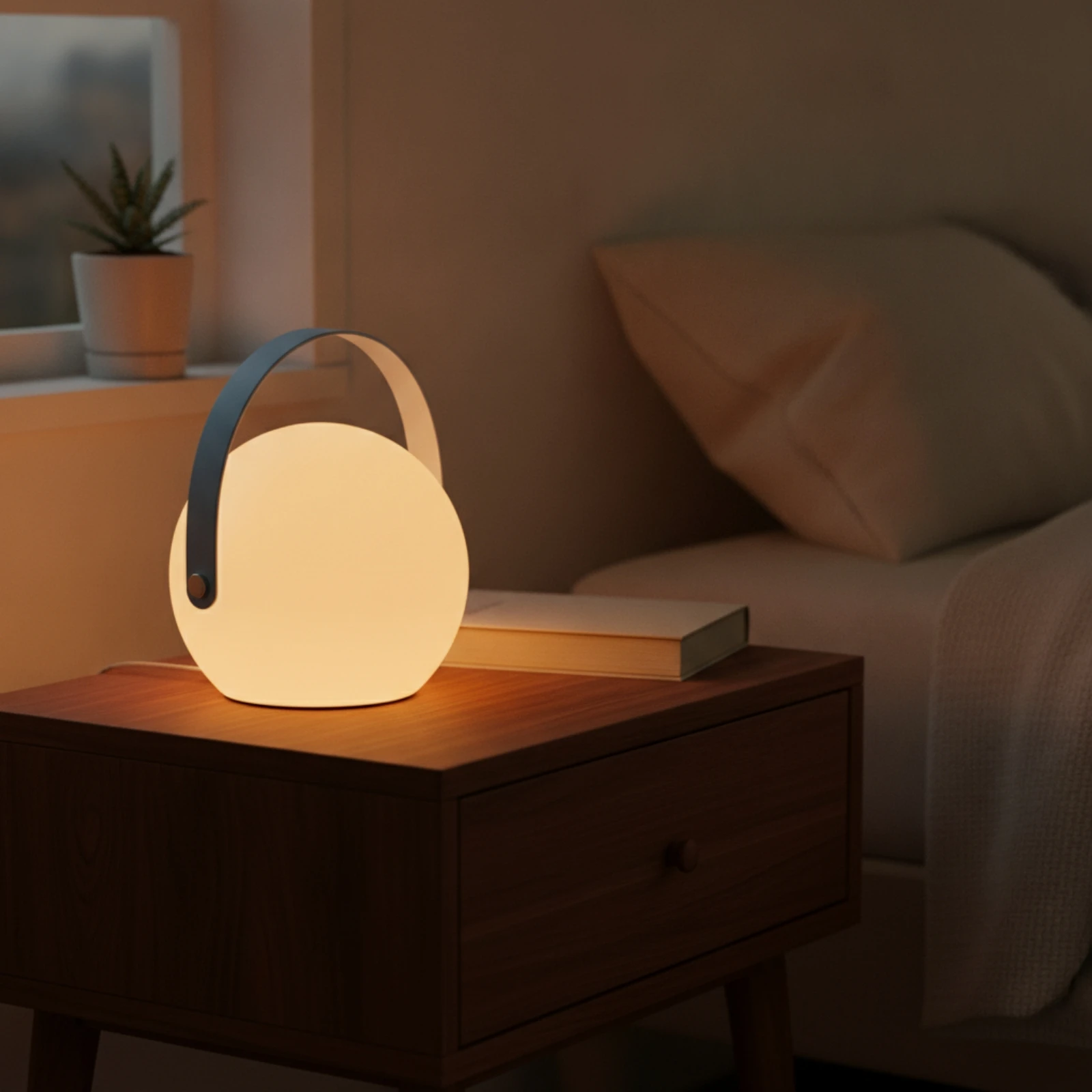 Table Lamp with Handle Handheld Portable Table Lamp Portable Light with Handle Compact for Bedside, Camping