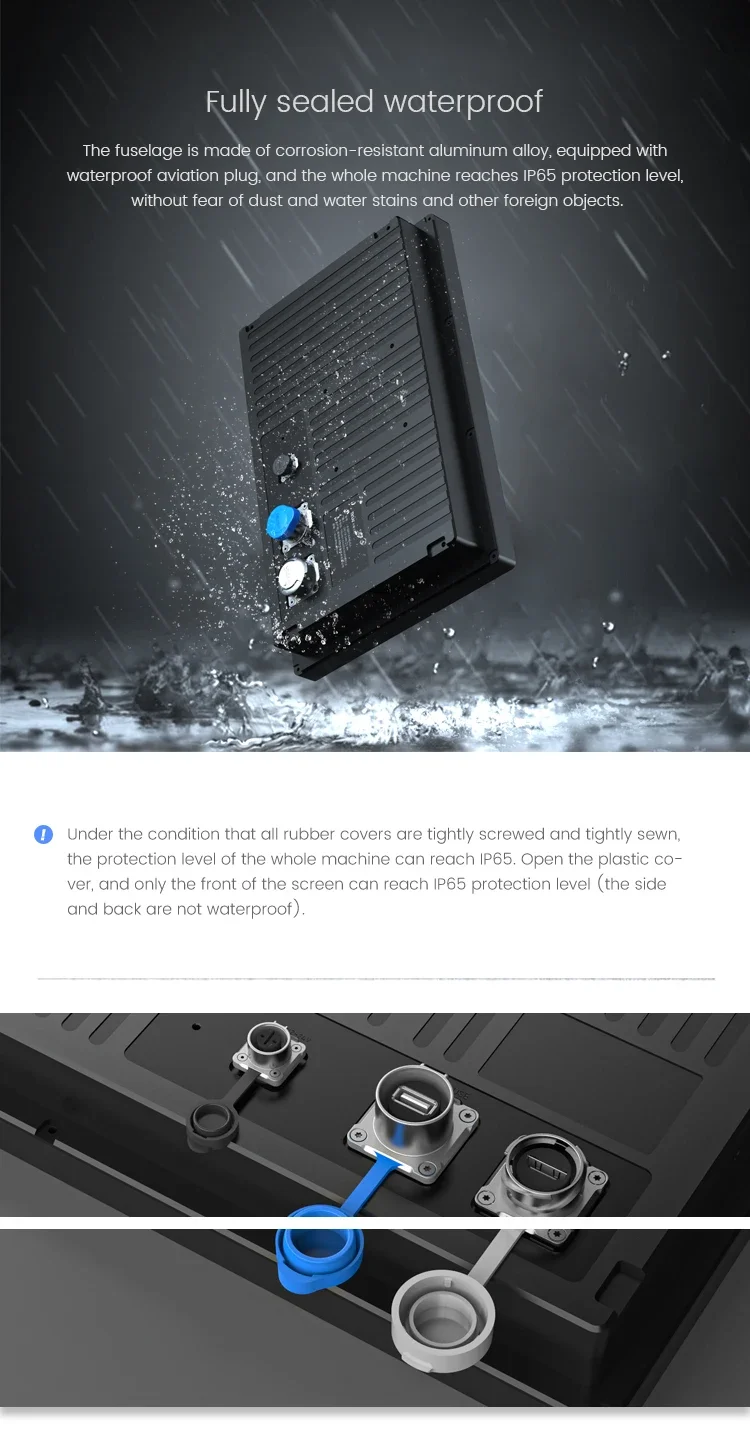 شاشة لمس سعوية مقاومة للماء مقاس 13.3 بوصة، واجهة USB، شاشة HMI صناعية مع غطاء زجاجي للاستخدام الخارجي