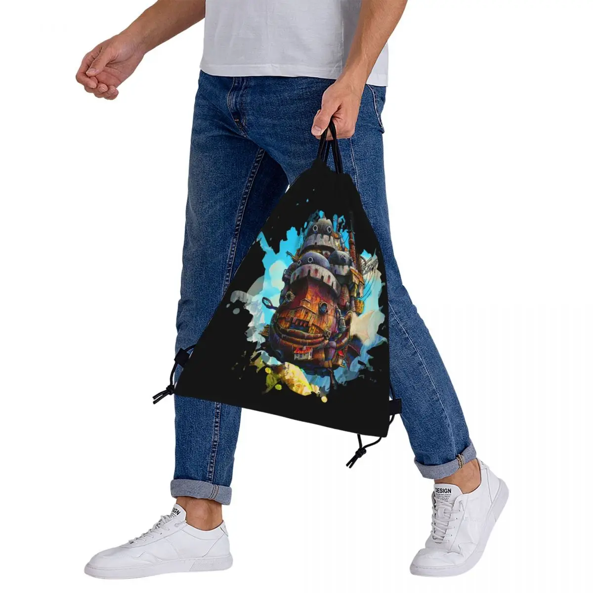 Uivos portáteis pintando mochilas para homem e mulher, Drawstring Bundle, Pocket Sports Bag, Book Bag, School Fashion