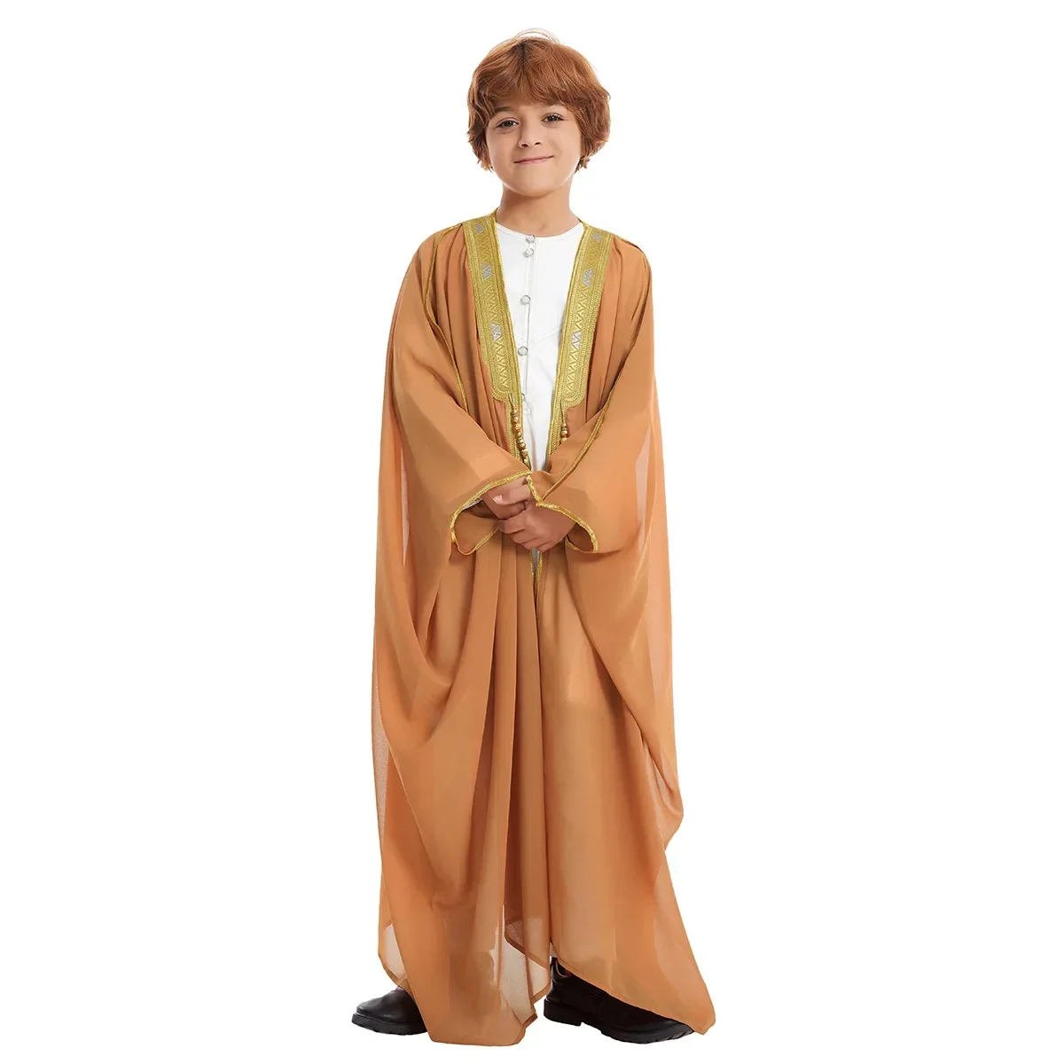 Eid Jubba Thobe Abayas for Boy Kids Prayer Clothes Kebaya Open Muslim Kimono Abaya Turkey Arabic Islam Djellaba Kaftan Robe 2025