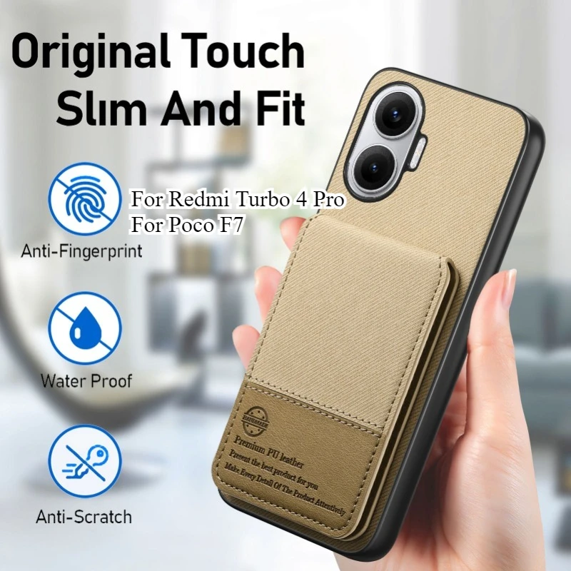 Luxury Fabric Card Wallet Bracket Phone Case For Xiaomi POCO X8 Pro Max X7 X6 F8 Ultra F7 M8 M7 Pro Soft Edge Protect Back Cover