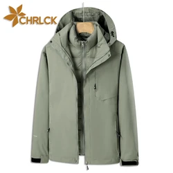 CHRLCK Women's 3 In 1 Thick Hiking Jacket Down Cotton Waterproof Winter Windbreaker Outdoor Warm Camping Jacket Windproof Coat