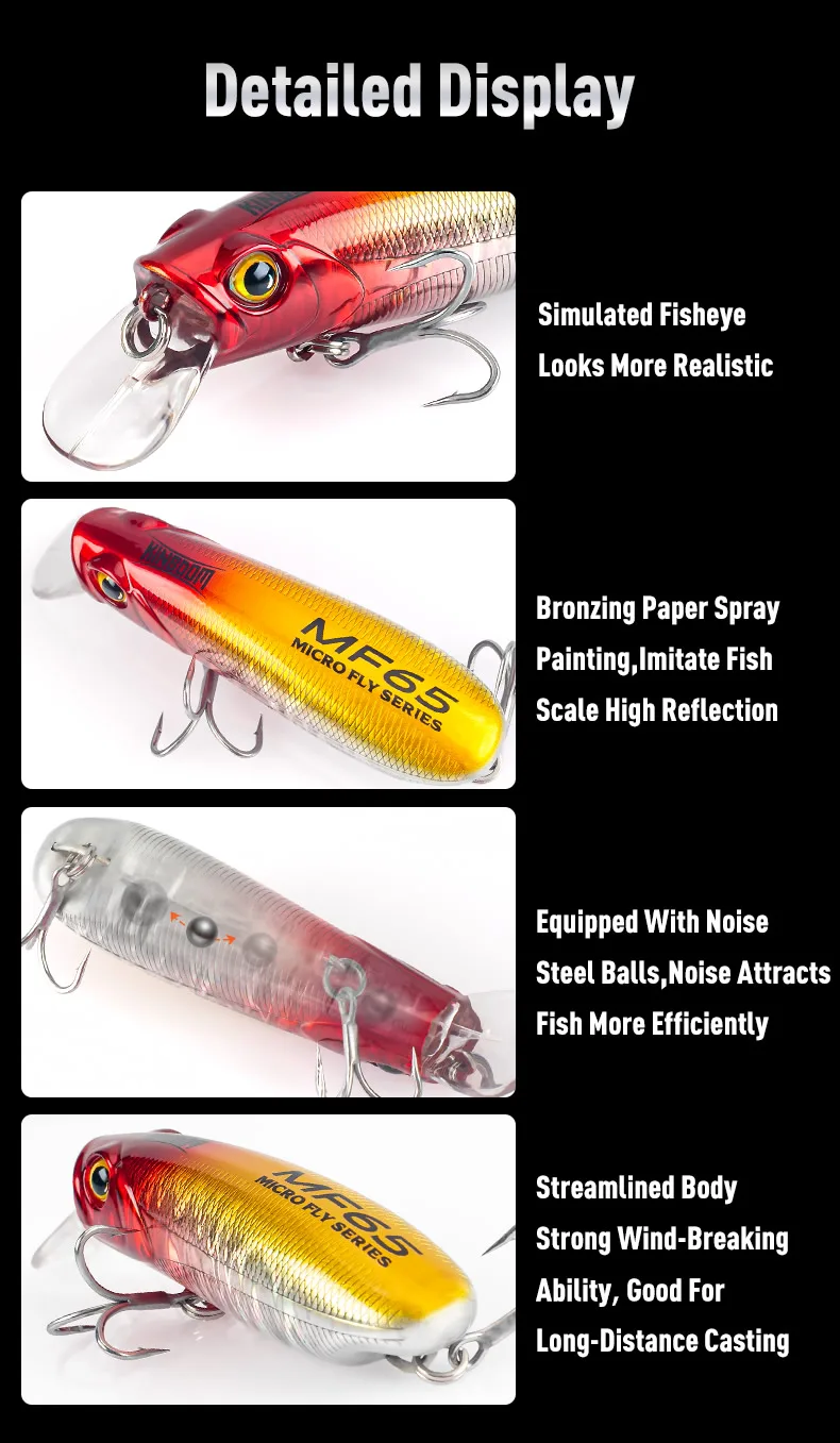 KINGDOM Micro Fish Scales Series Angelköder 45mm 55mm 65mm Crankbait Minnow Köder Schwimmender Sinkender Hartköder für Barsch- und Hechtangeln – Detail 7