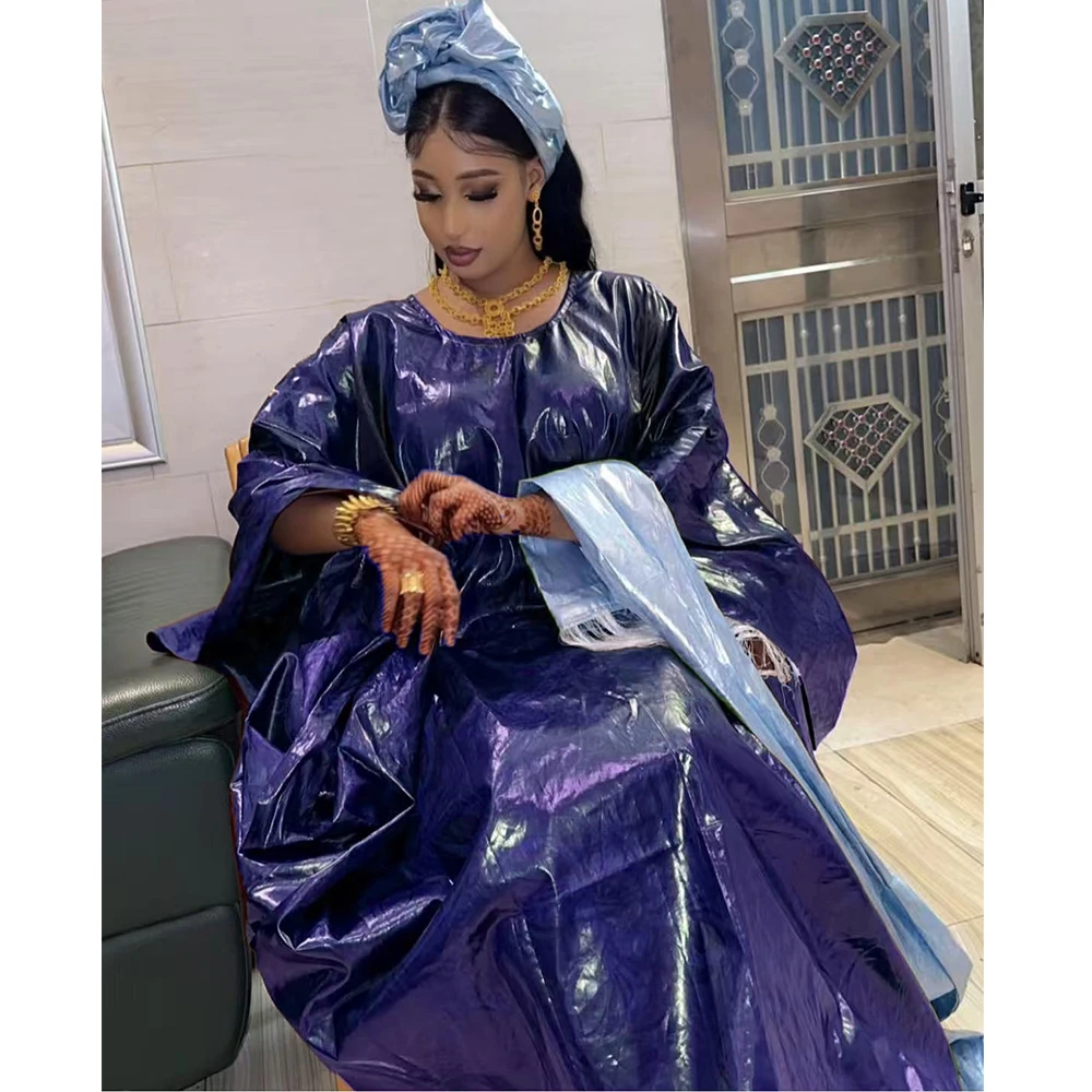 فساتين بازان الثراء الأفريقية الأصلية مع تطريز مزيج الحجم النيجيري للنساء لحفلات الزفاف Dashiki فساتين حوض أصلية مع وشاح