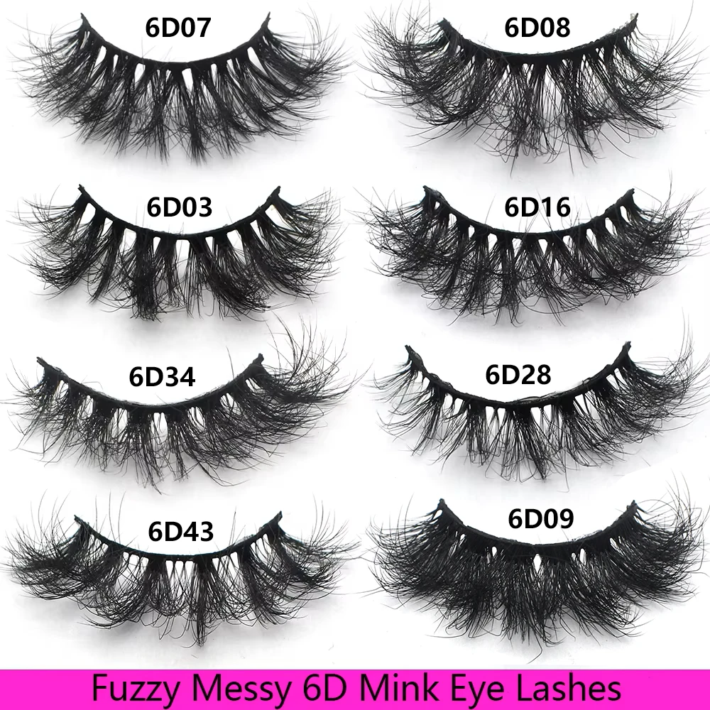 FOXESJI Messy Mink Lashes Dramatic Fluffy 6D Eye Lashes Clusters Cruelty Free Natural Fake Eyelashes Extension Soft Strip Lashes