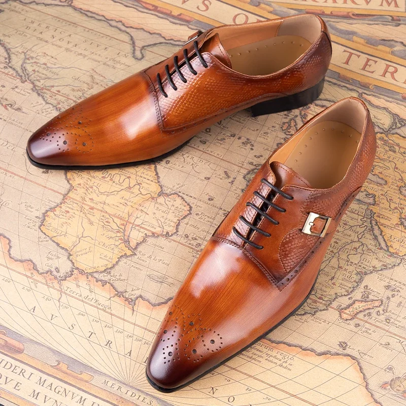 2023 Man Business Male Shoes Fashion Wedding Dress Formal Shoes Genuine Leather Social Shoe Oxford Elegant Man Dress Party Shoes