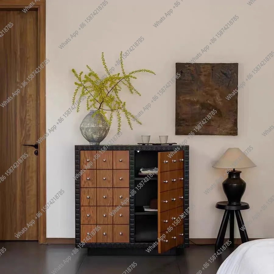 French vintage solid wood sideboard, chest of drawers, living room, wall storage, bedside cabinet, second-hand storage
