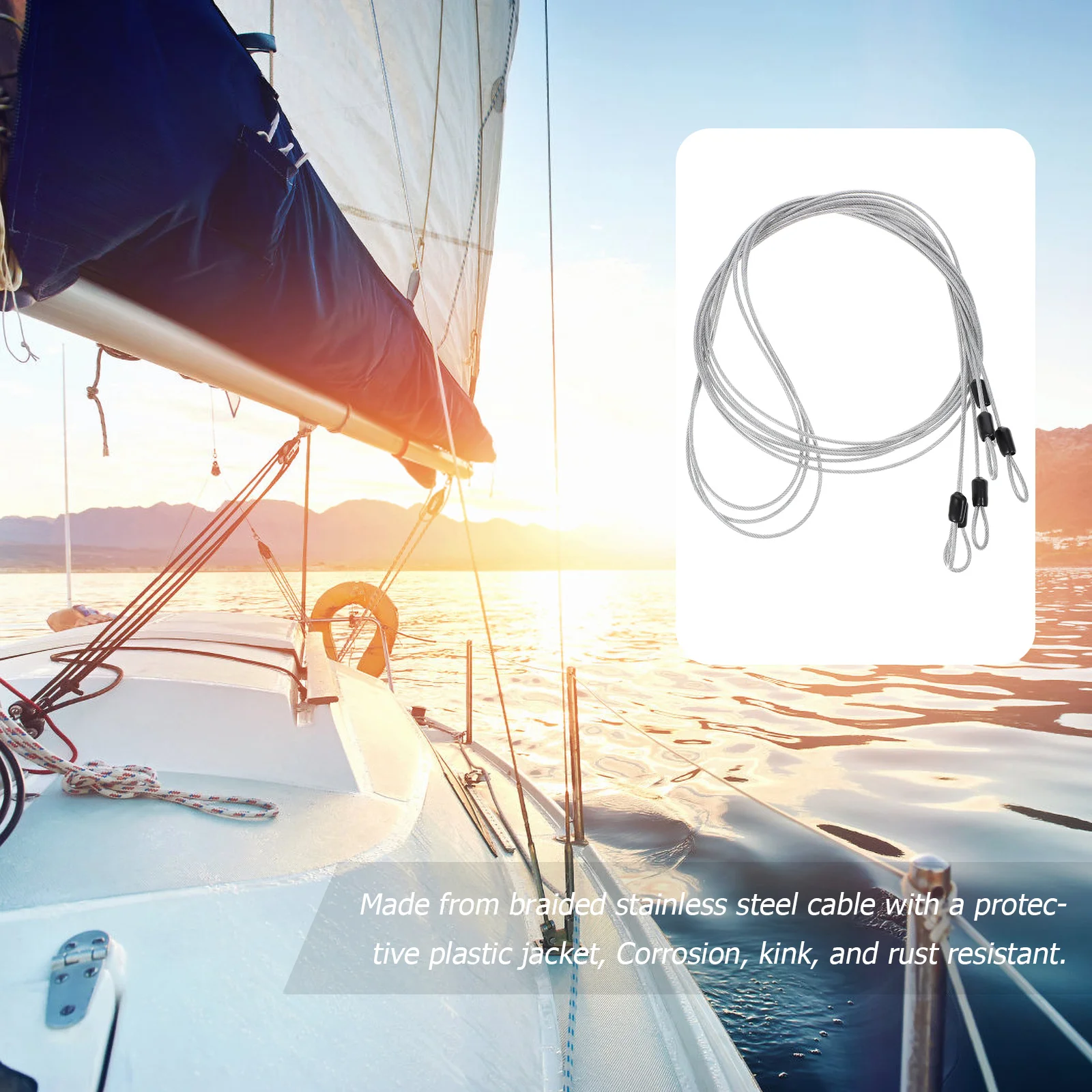 3Pcs Wire Rope Stainless Steel Braided Durable Corrosion Resistant Flexible for Crimp Tubes Picture Hanging and Railing