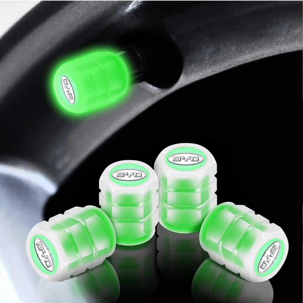 4pcs Luminous Car Wheel Tire Valve Stem Caps Covers Fluorescent Night Motorcycle Bicycle For BYD Atto Seal U Sealion Dmi EV Song