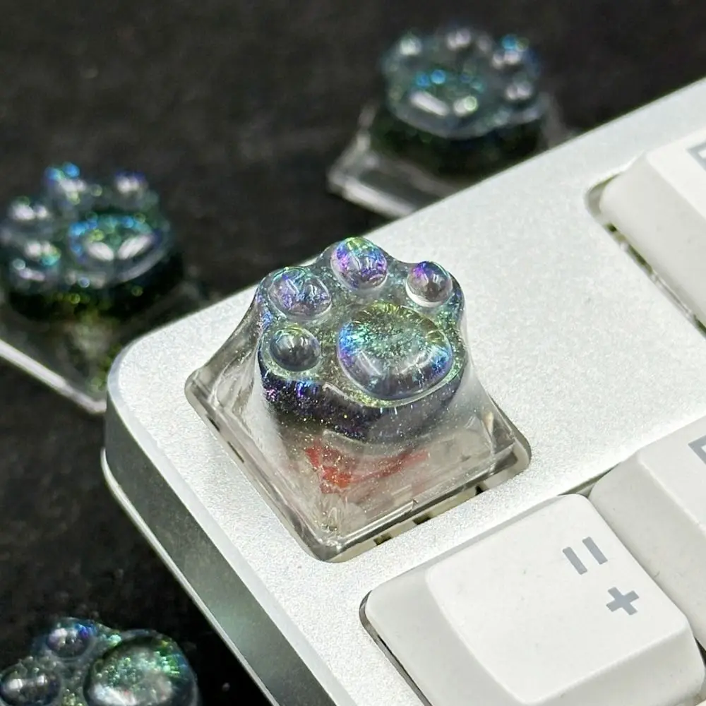 Transparent Cat Claw Keycaps Girly Romantic Cat Claw Keyboard Cap Handmade DIY Mechanical Keyboard Keycap Decoration