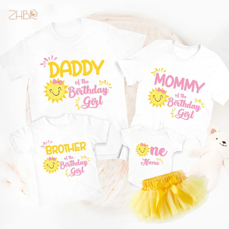 Sunshine 1st Birthday outfit Family matching Shirts Yellow Birthday girl tutu set Family Matching baby onesie  Custom Name Shirt