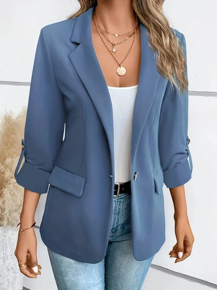 Women's Fashion Solid Color Versatile Long Sleeved Suit Jacket Temperament Commuting Autumn New Female Casual Elegant Blazer