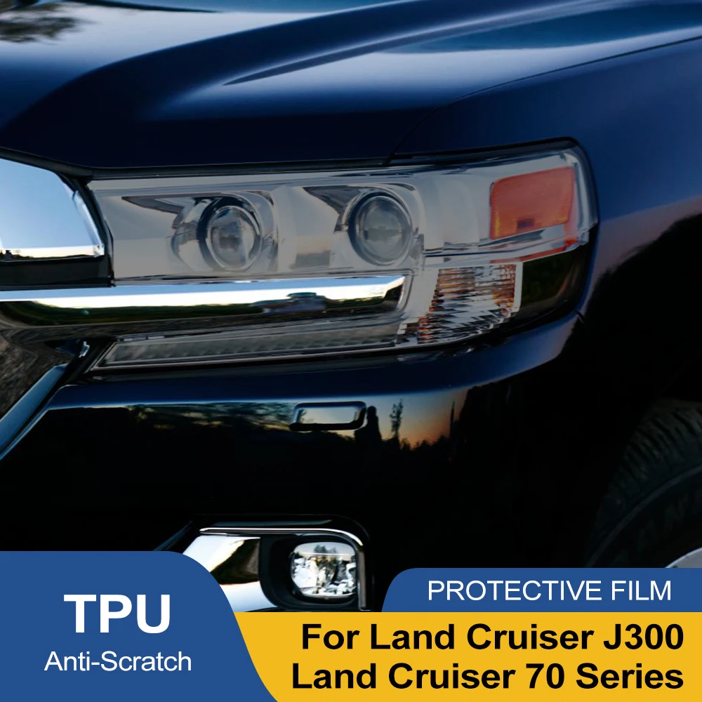 Rauchschwarze Autoscheinwerfer-Schutzfolie TPU PPF Vorgeschnittene Kratzfeste Scheinwerfer-Vinylfolie für Land Cruiser J300 J200 70 Serie