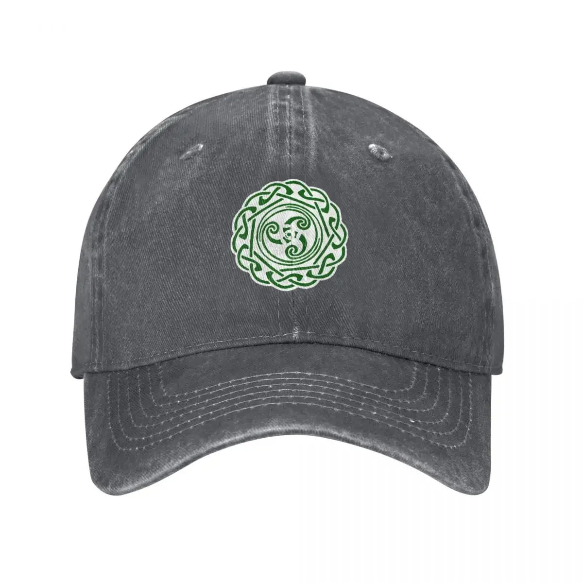 

White Green Celtic Knot Druid Pagan Gaelic Irish Scottish Symbol Baseball Cap Beach Outing dad hat Women's Men's