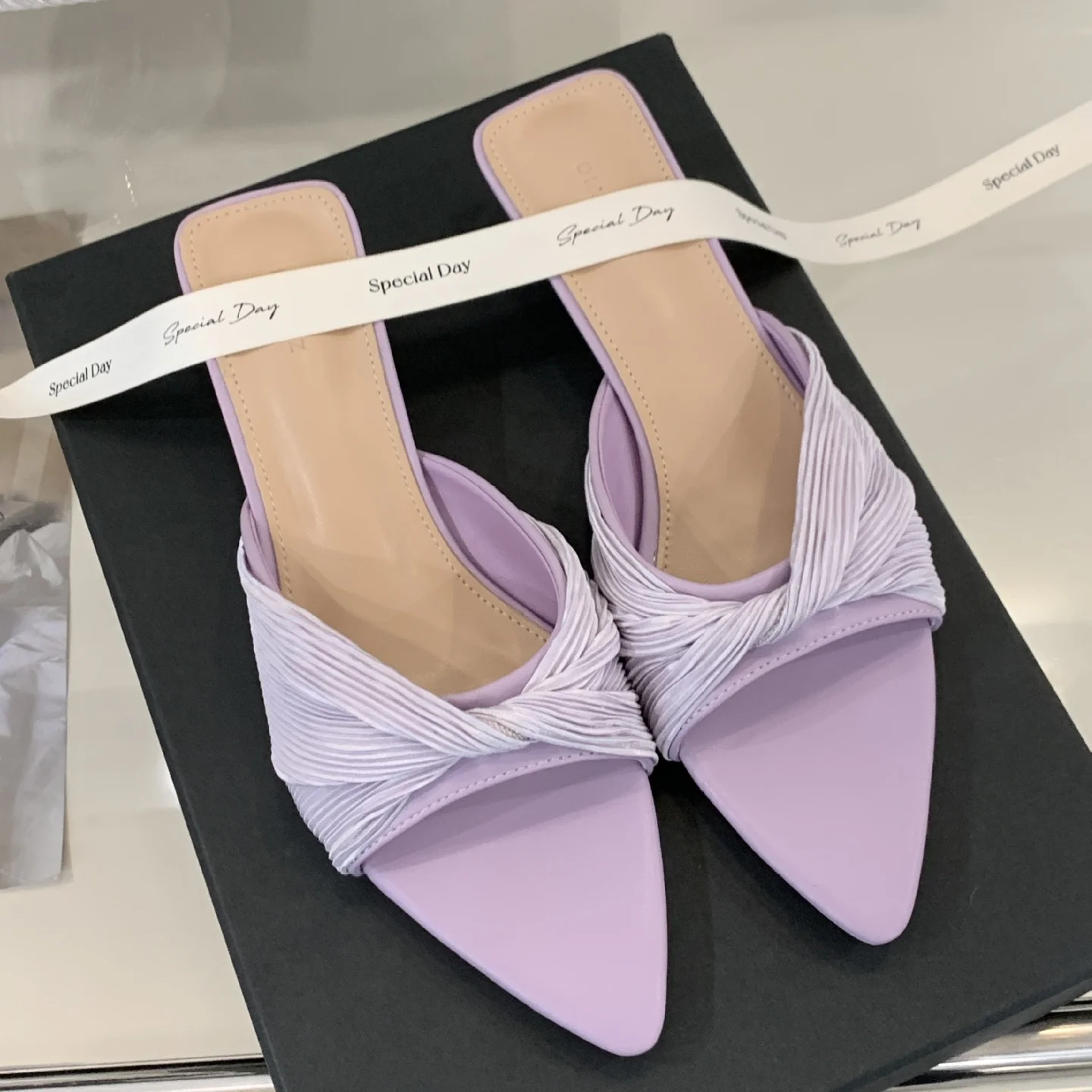 Bailamos Women Outdoor Slippers High Heel Shoes 2025 Summer Footwear  Fashion Design Pointed Toe Ladies Slides Pumps Female Mule