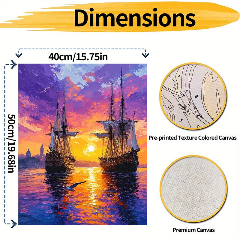Professional Art Use, 1 Set Professional Adult DIY Numbers Kit Suitable for Beginners & Artists - 40x50cm/15.7x19.6in Ancient Sh