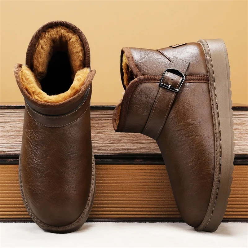 

Men's Large-sized Flat-bottomed Fleece Warm Solid Color Mid-pair Winter Brand Anti-slip Scratch-resistant Versatile Snow Boots