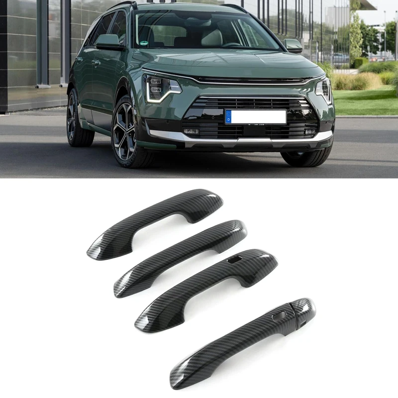 For Kia NIRO 2022 Carbon Fiber Car Door Handle Bowl Protector Cover Trim Decoration