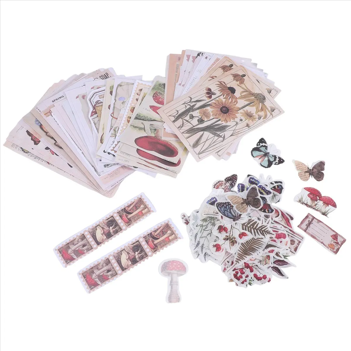 HOT 200 Pieces Vintage Scrapbook Supplies Pack for Junk Journal Planners DIY Paper Stickers Vintage Ephemera Pack Decoupage 【SPE