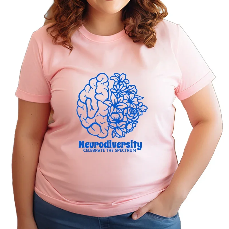 Women's Autism Awareness T-Shirt Neurodiversity Celebrate The Spectrum Print T-Shirt