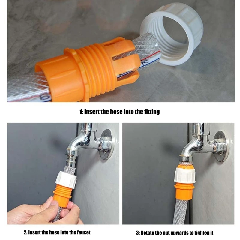  Water Pipe Faucet Adapter Plastic Pipe Quick Connector for Multiple Hose Sizes