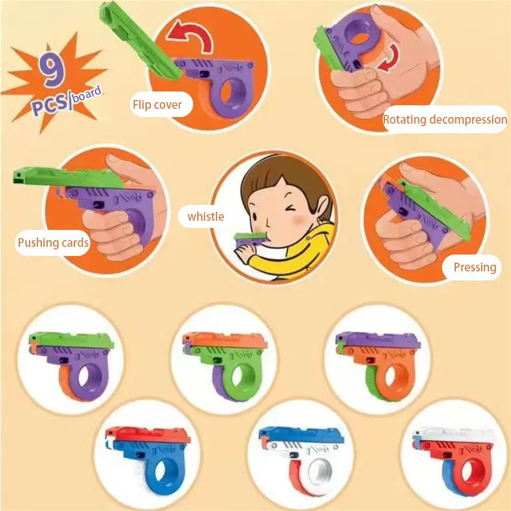 Carrot Revolver Relieve Stress Push Card Toy Exquisite Craftsmanship Durable Childrens Gifts Press Toy Gun Durable Materials