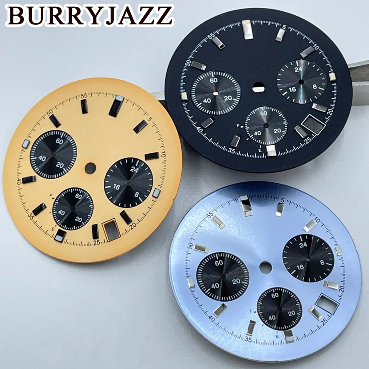 BURRYJAZZ 32.5mm 6 Hands Green Luminous Dial Used For Quartz Movement VK63 VK63A Timing Indicator Watch Modification Accessories