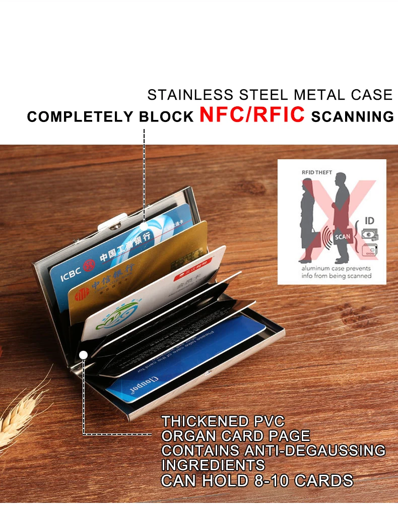 Rfid Kreditkartenetui Herren Minimalistisches Portemonnaie Aluminium Bankkartenetui mit Geldscheinklammer Designer Porte Carte – Detail 6