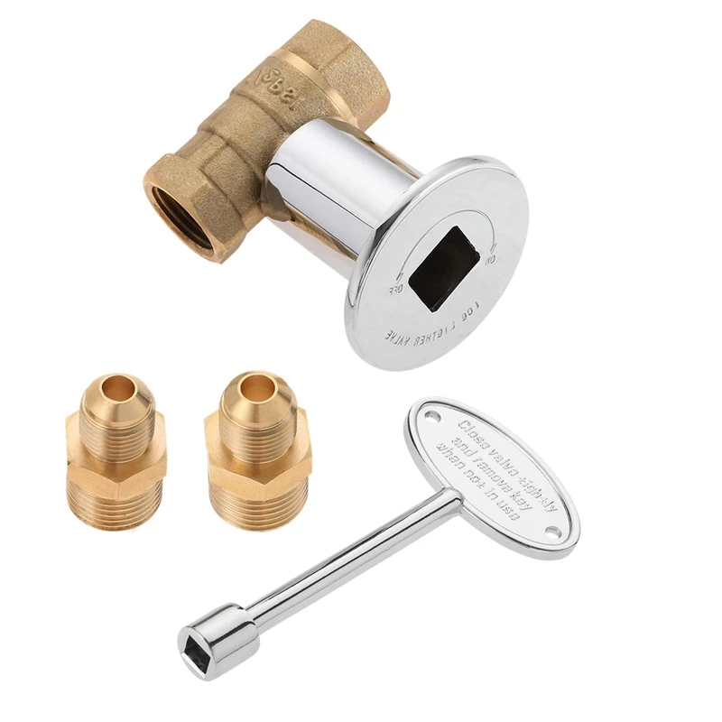 1/2 Inch Straight Quarter Turn Shut-Off Valve Kit 3/8 Male Flare 1/2 NPT Fittings Fits for LP Gas Fire Pits Fireplace