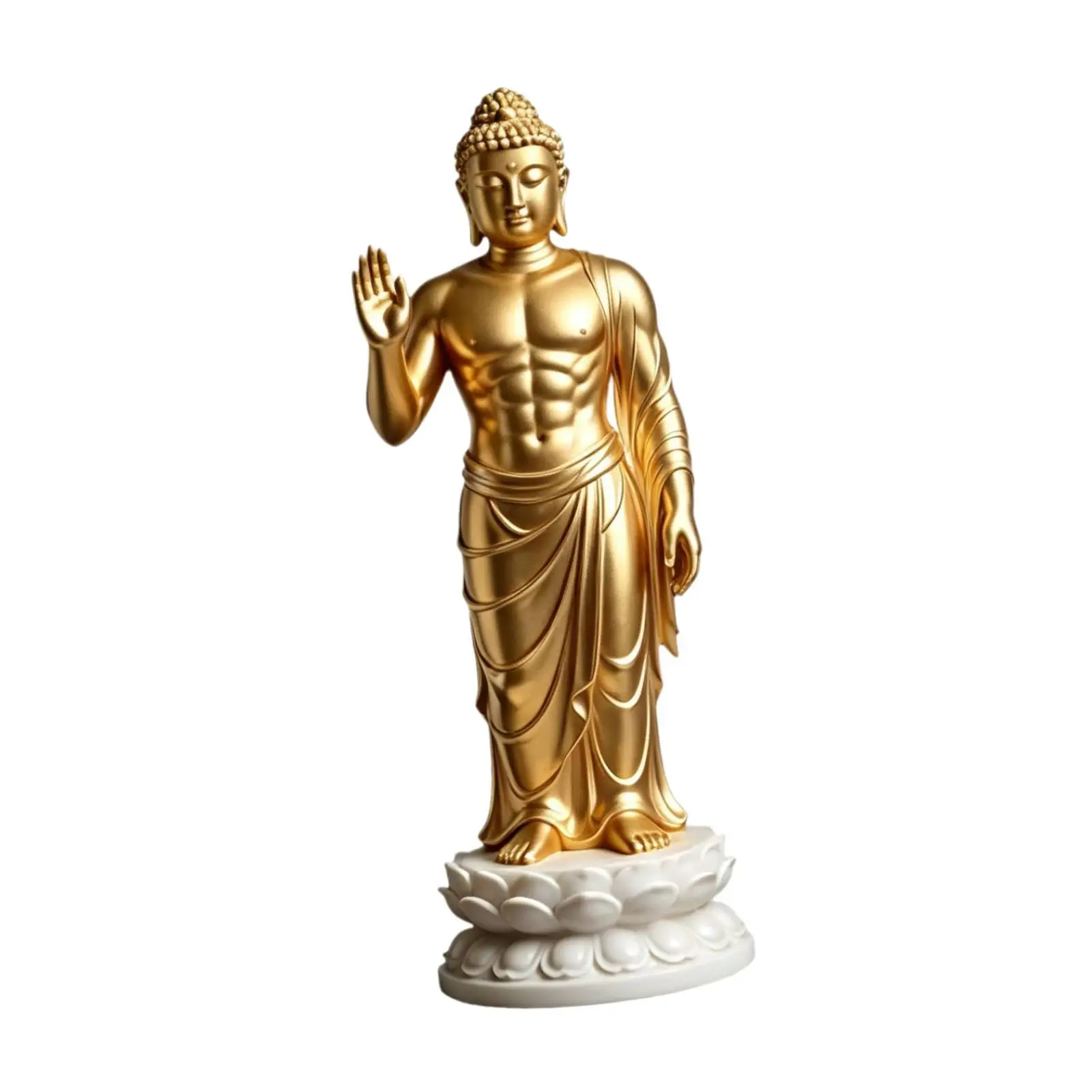 Modern Buddha Statue Gold Resin Collectible Decorative Sculpture for Meditation Corner Living Room and Desk